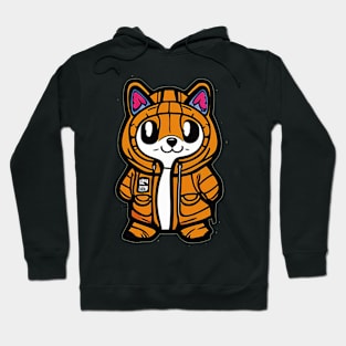 Cattitude & Comfort: Cute Cartoon Cat Sportin' a Hoodie Hoodie